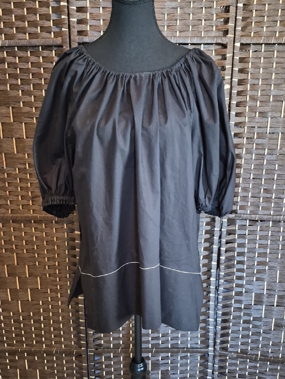 Proenza Schouler Black Peasant Tunic with Contrast Stitch